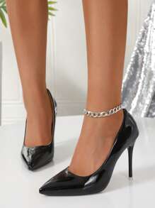 Women's Classic Minimalist 10cm Pointed Toe Stiletto Heel Wedding Party Night Club Pumps, Elegant Formal Event Work Mirror Glossy Black High Heels