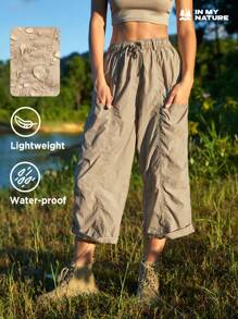 In My Nature 女式戶外皺紋面料 3/4 長防濺多口袋長褲 - 卡其色 - 查看 1