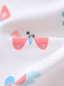 Girls Floral Print Peter Pan Collar Flounce Sleeve Tee