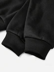 SHEIN Leap Crew Teen Girl Casual Cartoon Slogan Print Crew Neck Sweatshirt, Autumn/Winter - Black - View 4