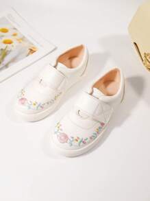 Broderie Electrica Flori Moda Copii Moda Plata Pantofi Albi Pentru Fata