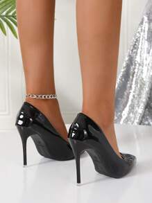 Women's Classic Minimalist 10cm Pointed Toe Stiletto Heel Wedding Party Night Club Pumps, Elegant Formal Event Work Mirror Glossy Black High Heels