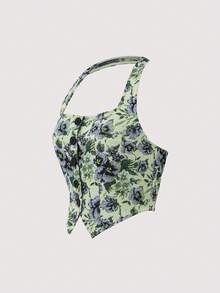 SHEIN Unity 印花不對稱下擺掛脖上衣 - 彩色 - 查看 3