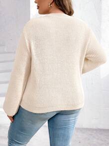 EMERY ROSE 大碼鎖脖領口落肩袖套頭毛衣