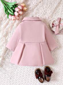 Đứa bé gái Nơ mặt trước Chi tiết xếp li Áo khoác - Hồng - Xem 2