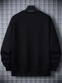 Manfinity Homme Men Halloween Bat & Slogan Graphic Sweatshirt - Black - View 2