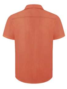 Men Solid Button Up Shirt - Orange - View 3