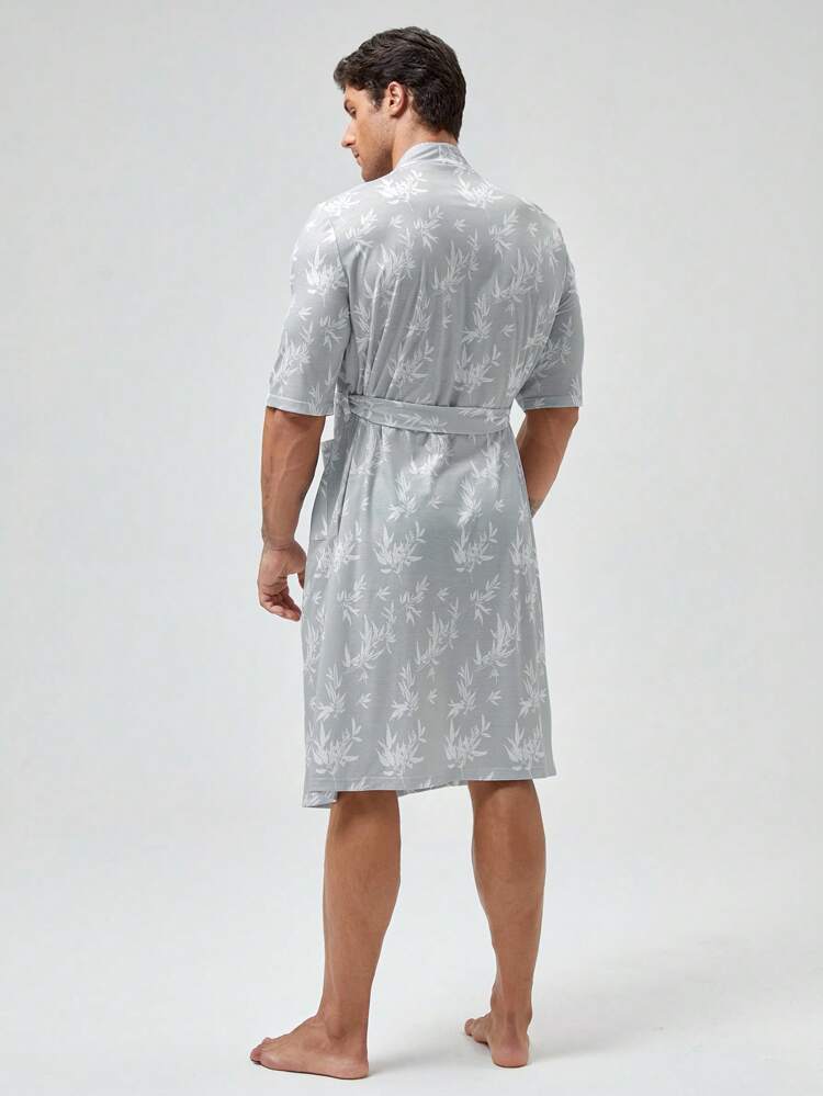 Men 1pc Satin Belted Sleep Robe