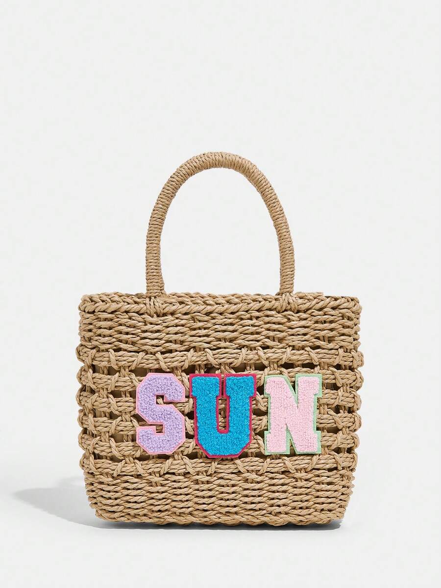 SHEIN VCAY Pink Fashionable Flap-over Chain Decorated Handbag - Khaki - View 1