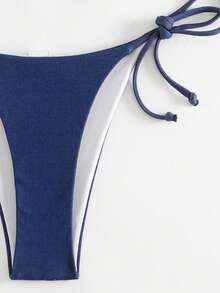 SHEIN Halter Triangle Tie Side Bikini Set - Blue - View 7