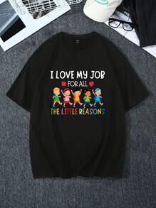 Manfinity Homme Men Plus Slogan & Figure Graphic Tee - Black - View 5