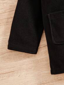 SHEIN Young Boy Fuzzy Trim Hooded Coat - Black - View 7