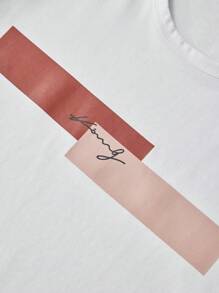 RueChic Men Letter Graphic Tee & Pants - Beige - View 4