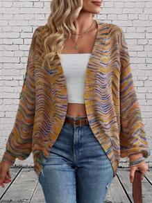 SHEIN LUNE Áo khoác cardigan thả vai Space Dye - Nhiều màu - Xem 5
