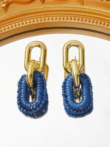 SHEIN SXY 1 đôi bông tai thời trang đơn giản - Màu xanh lam - Xem 4