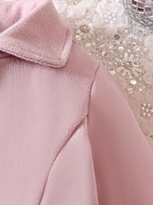 Đứa bé gái Nơ mặt trước Chi tiết xếp li Áo khoác - Hồng - Xem 5