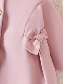 Đứa bé gái Nơ mặt trước Chi tiết xếp li Áo khoác - Hồng - Xem 7