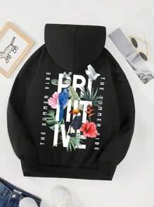 Sweat-shirt-shirt graphique tropical et slogan pour préadolescentes - Noir - Voir 1