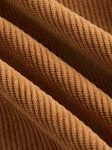 SHEIN MOD High Waist Fringe Hem Flare Leg Trousers - Rust Brown - View 4