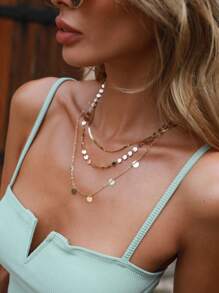 3入組圓片吊墜項鍊