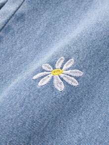 Teen Girl Floral Embroidery Straight Leg Jeans - Light Wash - View 3