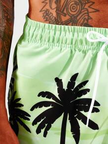 Surfspeed Men Coconut Tree Print Drawstring Waist Swim Trunks - Multicolor - View 5