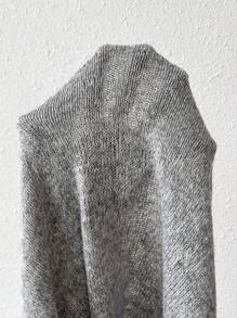 SHEIN LUNE 素色V領毛衣洋裝 - 灰色 - 查看 7