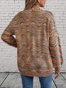 SHEIN LUNE Áo khoác cardigan thả vai Space Dye - Nhiều màu - Xem 2