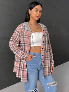 SHEIN EZwear Hơn 1 Miếng In kẻ sọc Thả vai Dây rút Áo trùm đầu - Nhiều màu - Xem 3