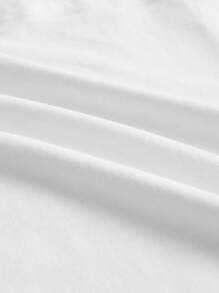 SHEIN BASICS 素色缺口V領短款T恤 - 白色 - 查看 5