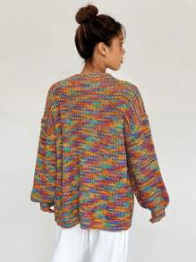 SHEIN Qutie Space Dye Drop Shoulder Cardigan - Multicolor - View 2