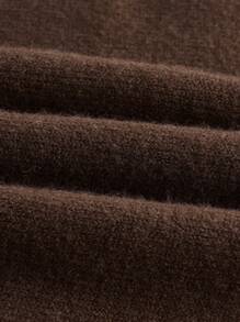 SHEIN BASICS Solid Asymmetrical Neck Drop Shoulder Jumper - Chocolate Brown - View 6