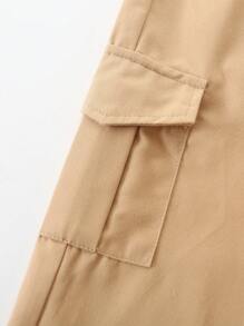 男嬰側翻蓋口袋長褲 - 卡其色 - 查看 6