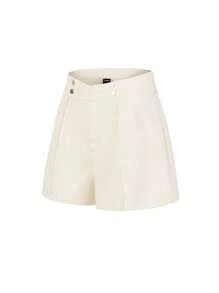 SHEIN LUNE Chi tiết Nút Đường may Chi tiết Quần short - Màu be - Xem 3