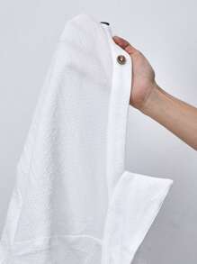 SHEIN VCAY Plus Solid Button Front Knot Hem Shirt - White - View 8