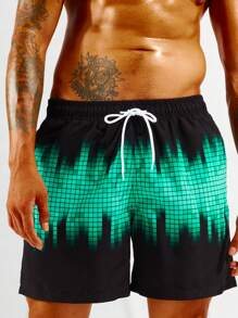 Surfspeed 男士幾何印花腰部抽繩泳褲 - 彩色 - 查看 3