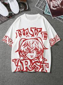 Manfinity 男士字母人物圖案T恤 - 白色 - 查看 1