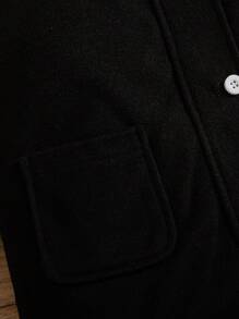 SHEIN Young Boy Fuzzy Trim Hooded Coat - Black - View 6