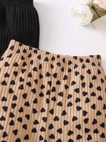 SHEIN 女小童2入組愛心圖案喇叭褲 - 彩色 - 查看 5