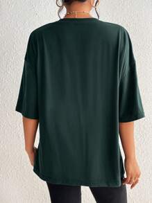SHEIN Maternity Car & Letter Graphic Drop Shoulder Tee