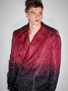 GENTILAND Loose-Fit Ombre dubbelknäppt kavaj för män - Bourgogne - Visa 3