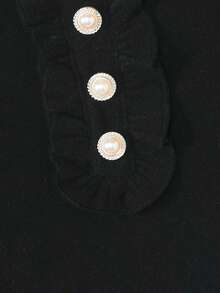 Young Girl Frill Trim Tee - Black - View 4