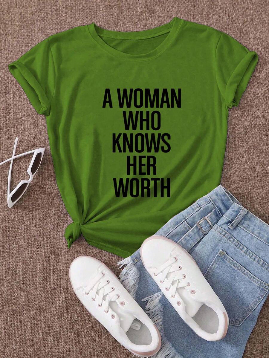 Calvaya Plus Slogan Graphic Tee - Green - View 1