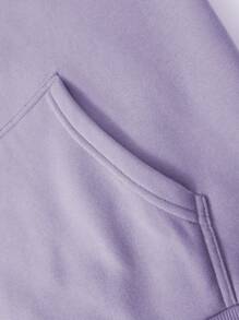 Manfinity Homme Loose-Fit Men Mushroom & Slogan Graphic Drop Shoulder Hoodie With Drawstring,Long Sleeve,Boyfriend Gift, Fall - Mauve Purple - View 3