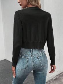 Calvaya Cardigan corto con bottoni sul davanti, top a maniche lunghe