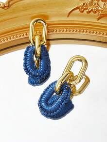 SHEIN SXY 1 đôi bông tai thời trang đơn giản - Màu xanh lam - Xem 6