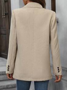 Chiquease Lapel Neck Button Front Corduroy Blazer