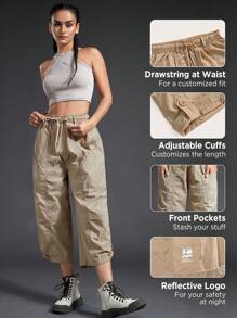 In My Nature 女式戶外皺紋面料 3/4 長防濺多口袋長褲 - 卡其色 - 查看 3