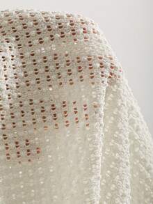 DAZY 拼接邊貼布細節落肩袖上衣 - 米色 - 查看 7