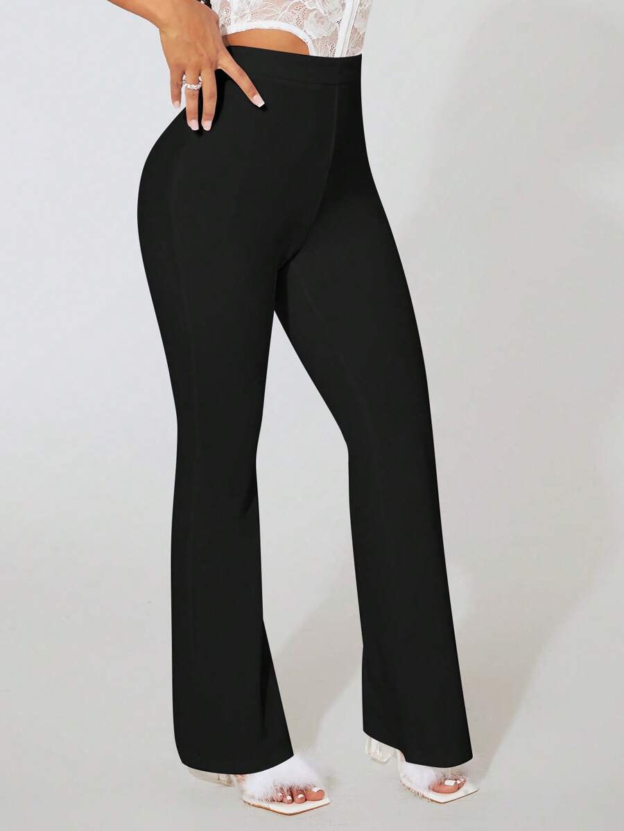SHEIN SXY High Waist Flare Leg Pants - Black - View 1